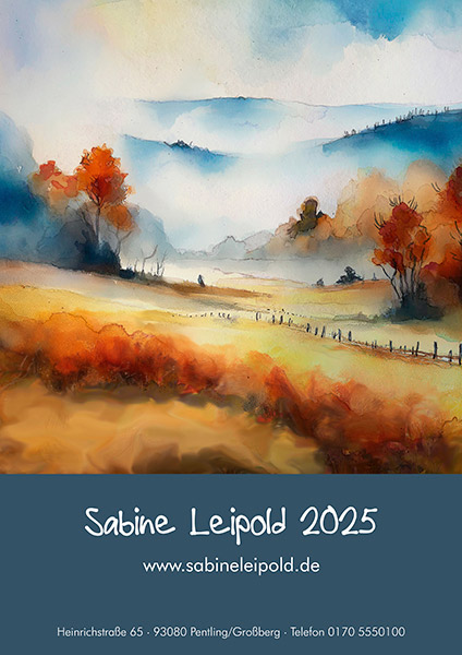 Kunstkalender 2025, Sabine Leipold, Bilder in Aquarell