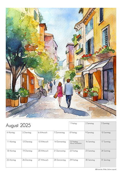 Kunstkalender 2025, Sabine Leipold, Bilder in Aquarell